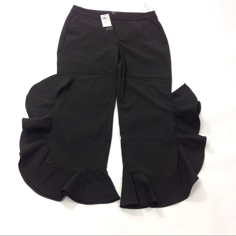 New Alpha & Omega Ruffled Pleated Dress Pants S
